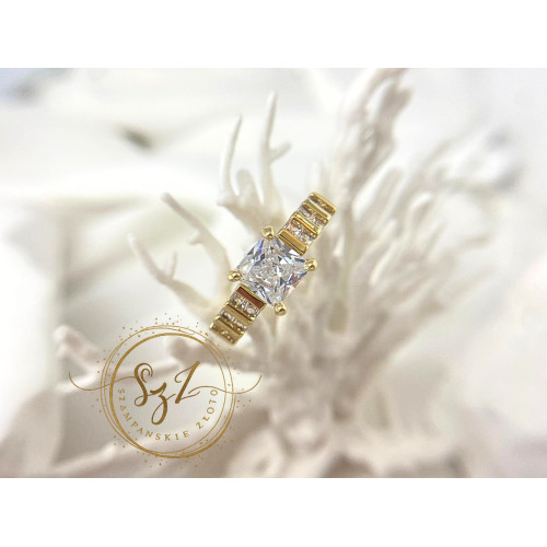 pierścionek princess 2 stal szlachetna pozłacana