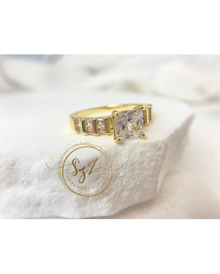 pierścionek princess 2 stal szlachetna pozłacana