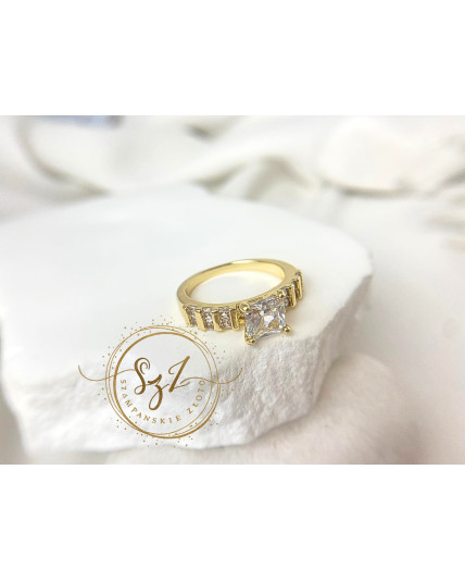 pierścionek princess 2 stal szlachetna pozłacana