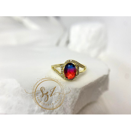 Pierścionek cieniowany stal szlachetna pozłacana