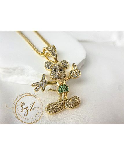 zawieszka miki zieleń stal szlachetna pozłacana