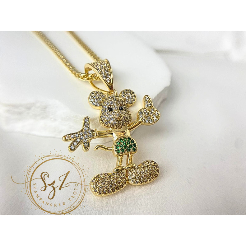 zawieszka miki zieleń stal szlachetna pozłacana
