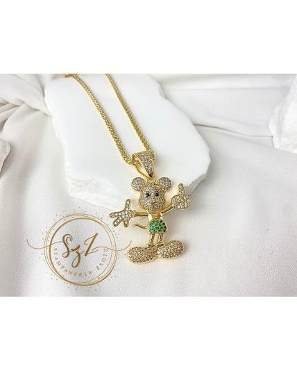 zawieszka miki zieleń stal szlachetna pozłacana