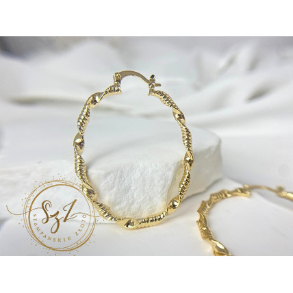 Kolczyki owalne twist stal szlachetna pozłacana