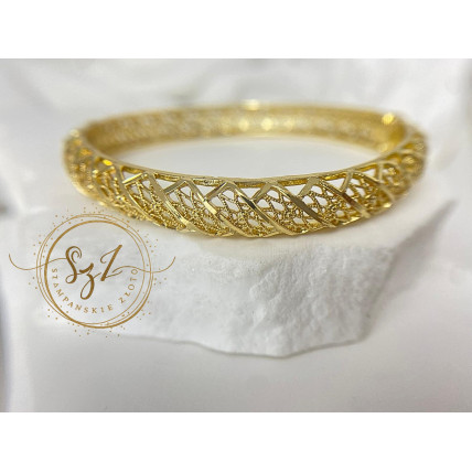 Bransoletka sztywna ażurowa geo stal szlachetna pozłacana