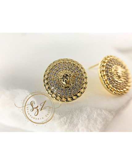 Kolczyki okrągłe meduzy stal szlachetna pozłacana