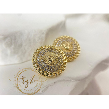 Kolczyki okrągłe meduzy stal szlachetna pozłacana