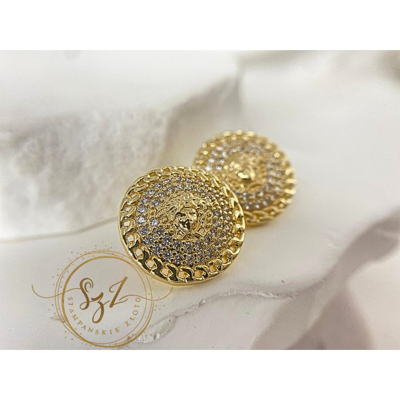 Kolczyki okrągłe meduzy stal szlachetna pozłacana
