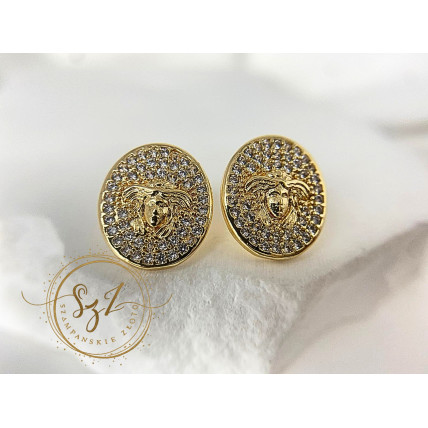 Kolczyki owalne meduzy stal szlachetna pozłacana