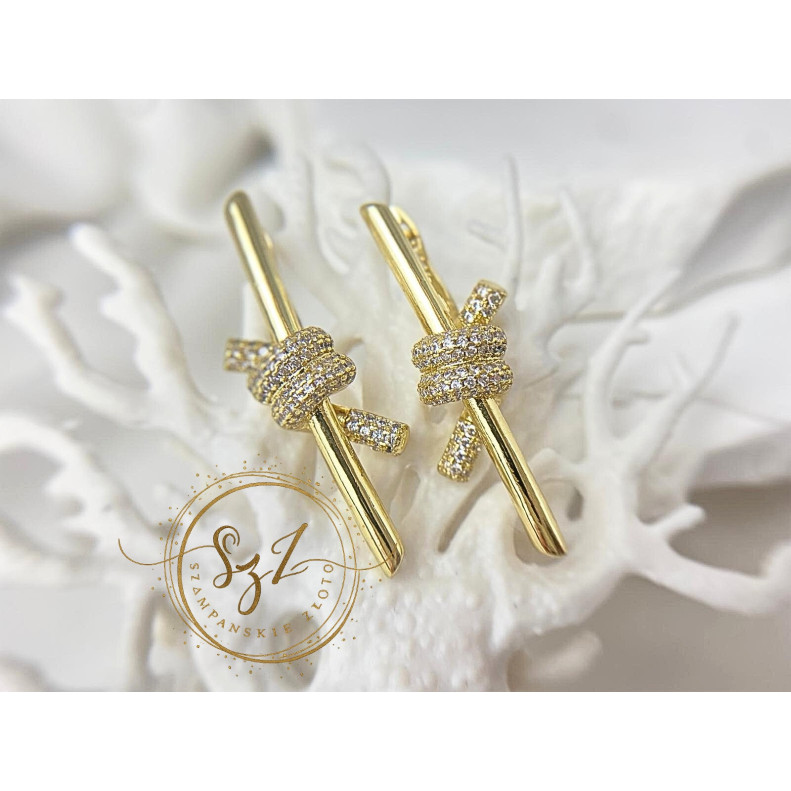 Kolczyki węzeł stal szlachetna pozłacana