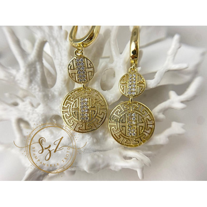 Kolczyki wiszące greckie kółka stal szlachetna pozłacana