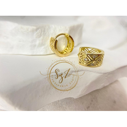 Kolczyki kółeczka ażurowe stal szlachetna pozłacana