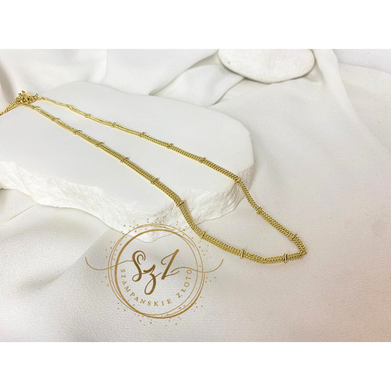 Łańcuszek podwójny stal szlachetna pozłacana