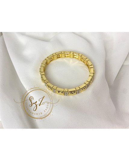 Bransoletka sztywna na gumce serca stal szlachetna pozłacana