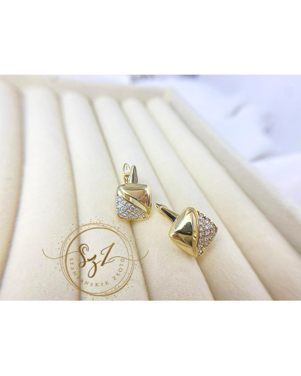 kolczyki kwadrat stal szlachetna pozłacana