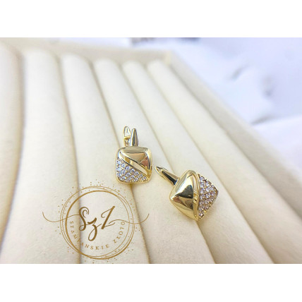 kolczyki kwadrat stal szlachetna pozłacana