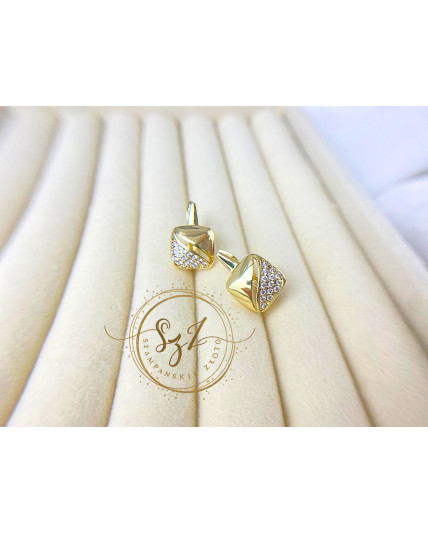 kolczyki kwadrat stal szlachetna pozłacana