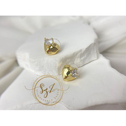 Kolczyki serca stal szlachetna pozłacana