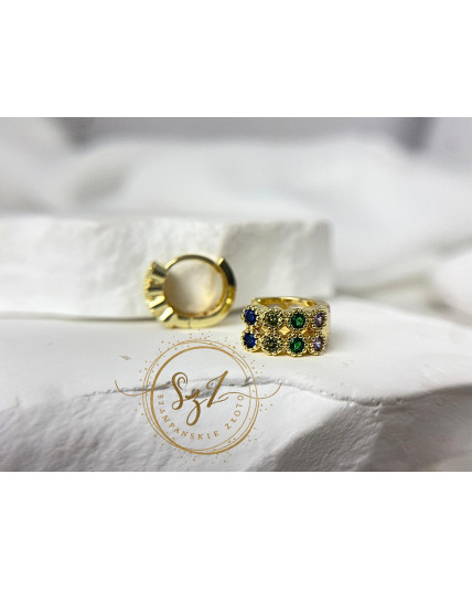 kolczyki kółeczka cyrkonie stal szlachetna pozłacana