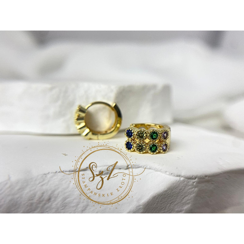 kolczyki kółeczka cyrkonie stal szlachetna pozłacana