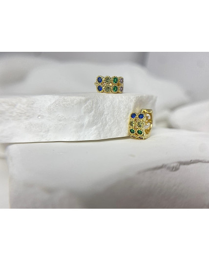 kolczyki kółeczka cyrkonie stal szlachetna pozłacana