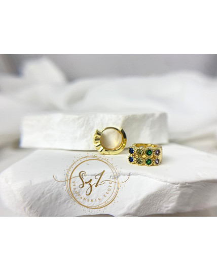 kolczyki kółeczka cyrkonie stal szlachetna pozłacana