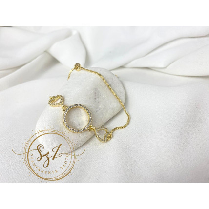 Bransoletka Zaciągana Regulowana Ring Stal Szlachetna Pozłacana