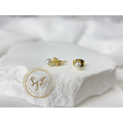 Kolczyki Perełki Stal Szlachetna Pozłacana
