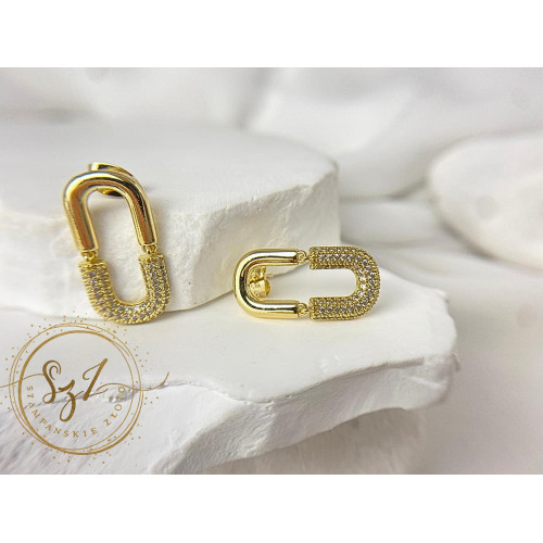 kolczyki elipsy stal szlachetna pozłacana