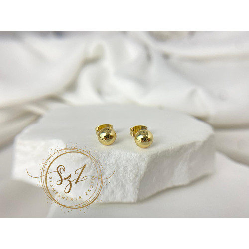 Kolczyki półkulki stal szlachetna pozłacana