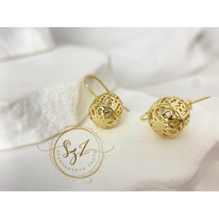 Kolczyki ażurowe kule stal szlachetna pozłacana