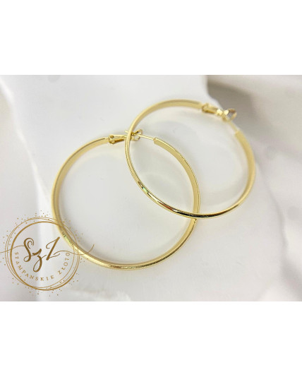 Kolczyki koła 50mm stal szlachetna pozłacana