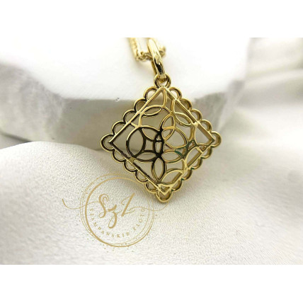 Zawieszka ROMB Ażurek Stal szlachetna pozłacana