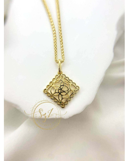 Zawieszka ROMB Ażurek Stal szlachetna pozłacana