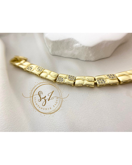 Bransoletka prostokątna z cyrkoniami Stal Szlachetna Pozłacana