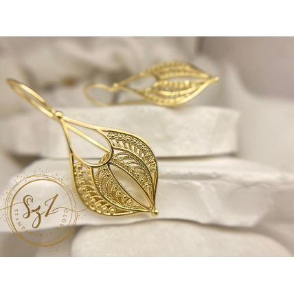 Kolczyki wiszące ażurowe stal szlachetna pozłacana