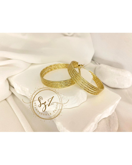 Kolczyki Koła Ażurowe Stal Szlachetna Pozłacana