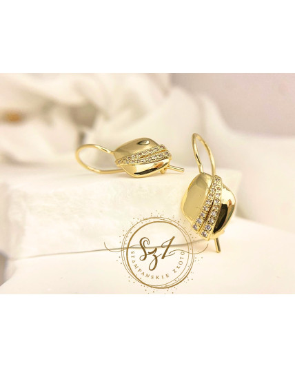 Kolczyki Wiszące Romby z cyrkoniami Stal Szlachetna Pozłacana