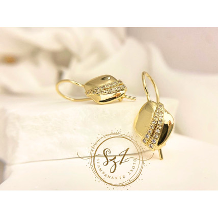 Kolczyki Wiszące Romby z cyrkoniami Stal Szlachetna Pozłacana