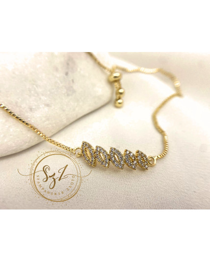 Bransoletka Zaciągana Regulowana Listki Stal Szlachetna Pozłacana