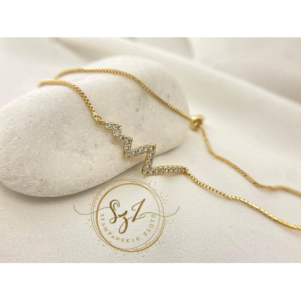 Bransoletka Zaciągana Regulowana Linia Życia Stal Szlachetna Pozłacana