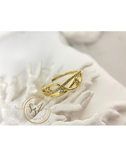 Pierścionek nieskończoność stal szlachetna pozłacana