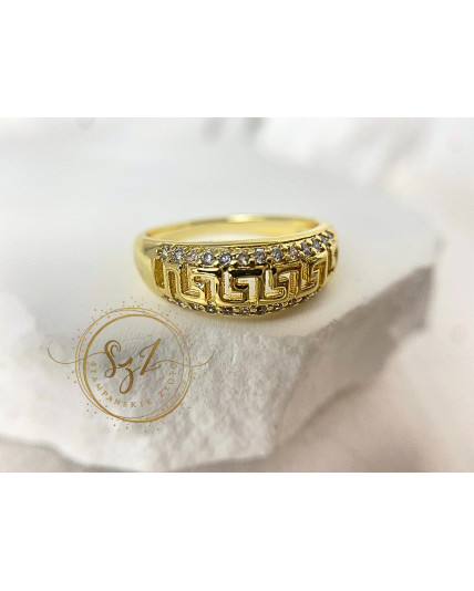 Pierścionek Grecki stal szlachetna pozłacana
