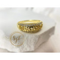 Pierścionek Grecki stal szlachetna pozłacana