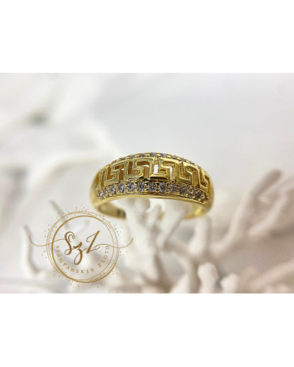 Pierścionek Grecki stal szlachetna pozłacana