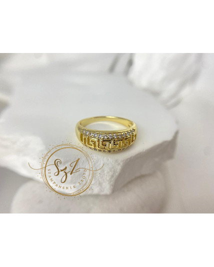 Pierścionek Grecki stal szlachetna pozłacana
