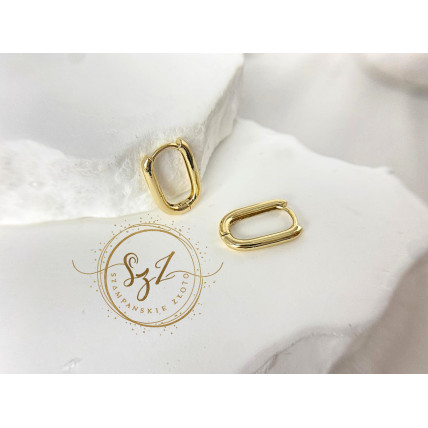 Kolczyki minimalistyczne prostokąty stal szlachetna pozłacana