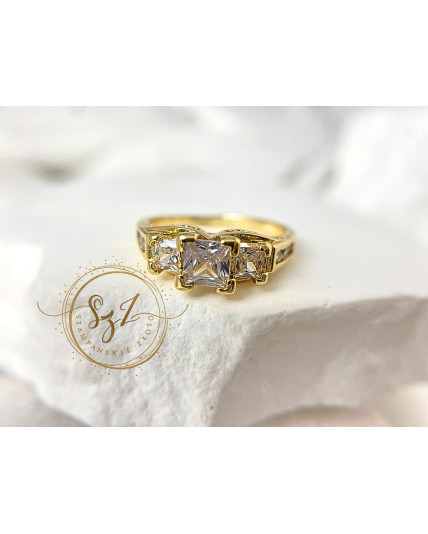 Pierścionek princess stal szlachetna pozłacana