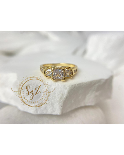 Pierścionek princess stal szlachetna pozłacana