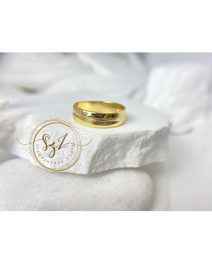 Obrączka frez stal szlachetna pozłacana